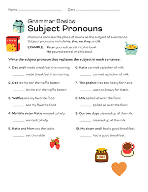Grammar Basics: Subject Pronouns | Worksheet 