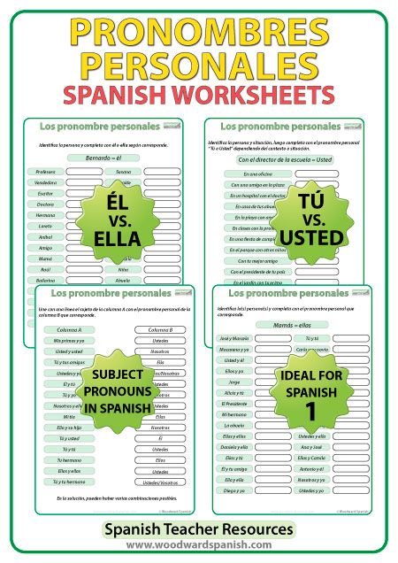 subject pronouns worksheet 1 answers