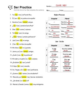 subject pronouns worksheet 1 answers