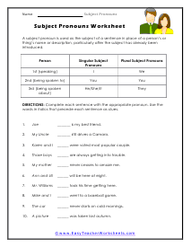 subject pronouns worksheet answers
