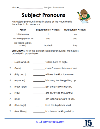 Subject Pronouns Worksheets - 15 Worksheets Library