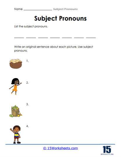 subject pronouns worksheet