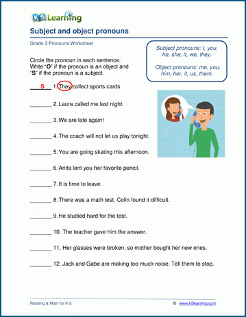 subject pronouns worksheet