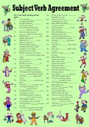subject verb agreement practice worksheet