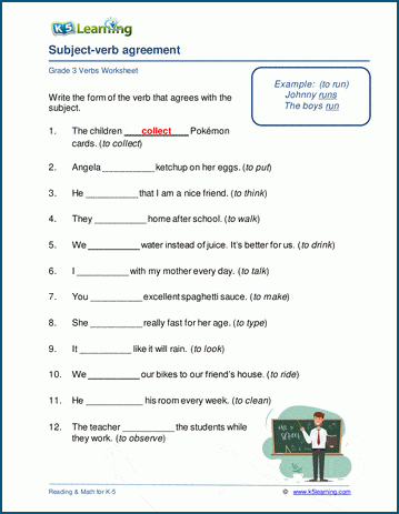 subject verb agreement worksheet 2nd grade