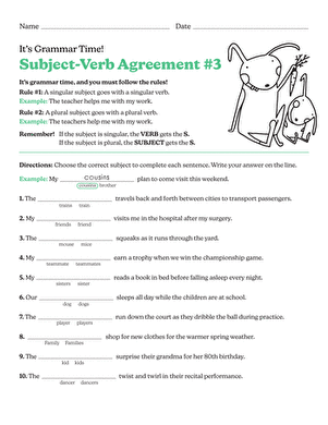 Its Grammar Time: Subject-Verb Agreement #3 | Interactive ...