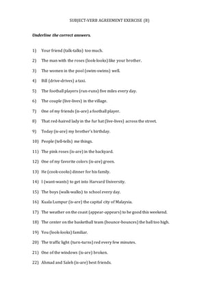 subject verb agreement worksheet 6th grade