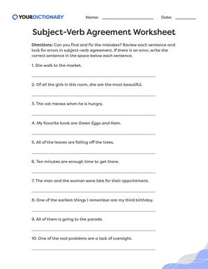 Subject-Verb Agreement Worksheets | Grammar Practice and ...
