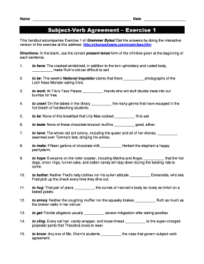subject verb agreement worksheet pdf