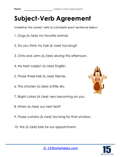 subject verb agreement worksheet