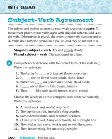 Subject-Verb Agreement Worksheet for 5th - 6th Grade | Lesson Planet