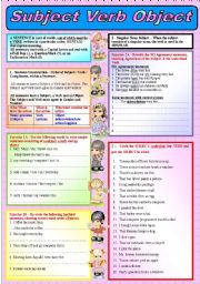 SUBJECT, VERB, OBJECT” - (( Explanations, 4 Exercises &  36 ...