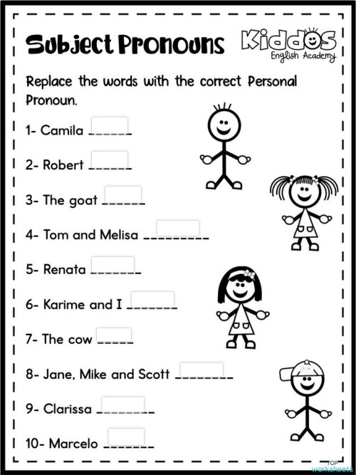 subjective pronouns worksheet