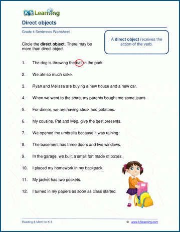 Direct objects worksheets | Worsheets library