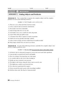 subjects and predicates worksheet answers