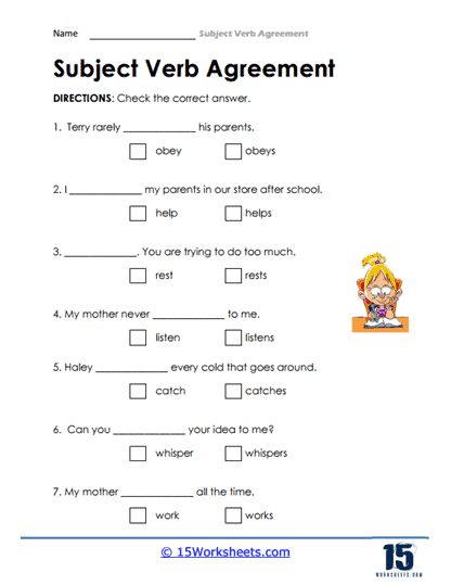 Subject Verb Agreement Worksheets - 15 Worksheets Library