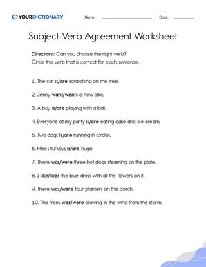 Subject-Verb Agreement Worksheets | Grammar Practice and ...