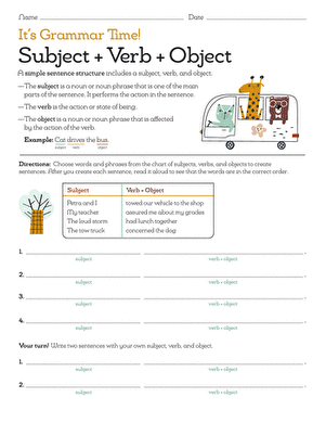 subjects and verbs worksheet