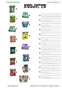 Connect the Dots: School Subjects Worksheet for 1st - 3rd Grade ...
