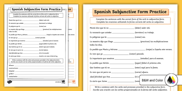 Spanish Subjunctive Form Practice Activity (teacher made)