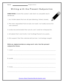 Subjunctives Worksheets