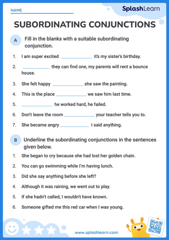 Printable Conjunctions Worksheets | Splashlearn