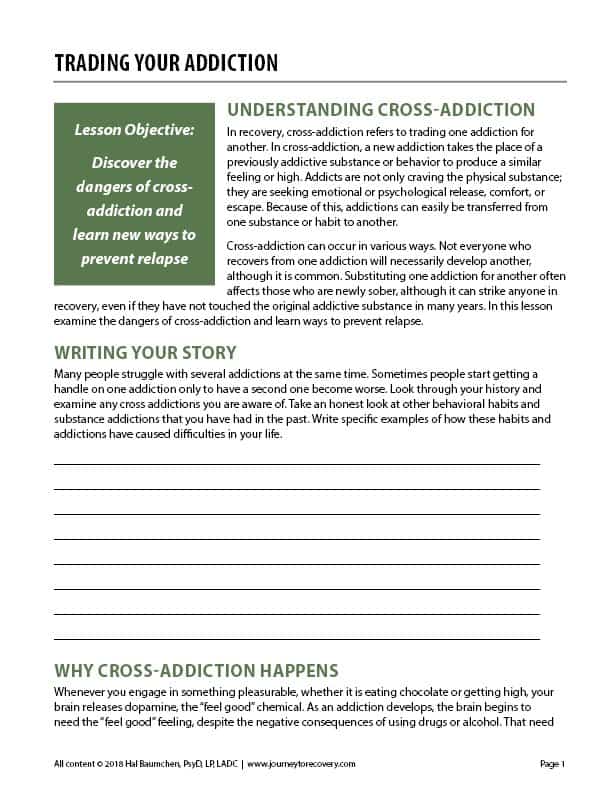 substance abuse recovery worksheet