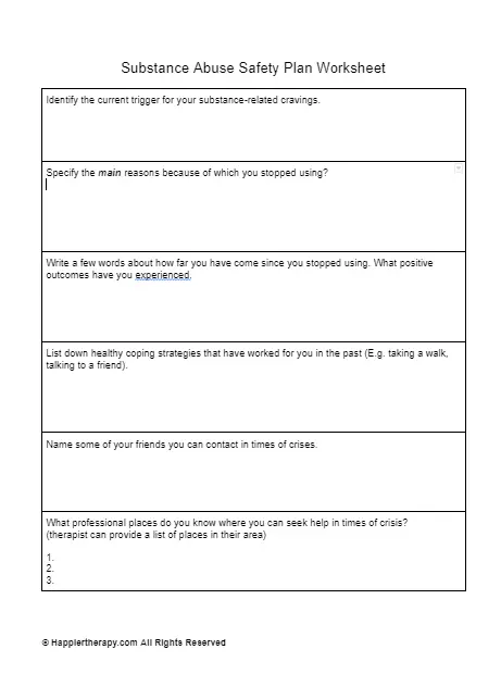 Substance Abuse Worksheets For Teens Trauma Worksheets For Kids And