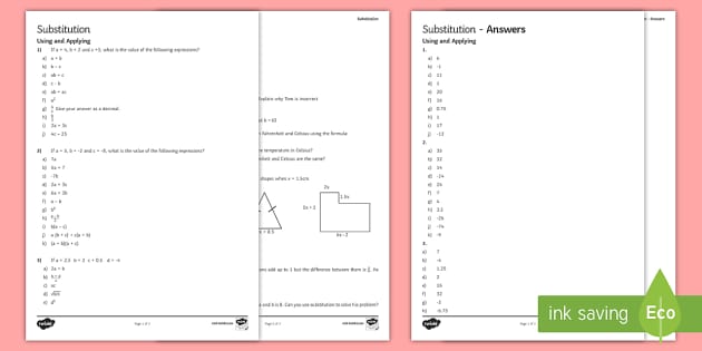 Substitution Worksheet / Worksheet (Lehrer gemacht) - Twinkl