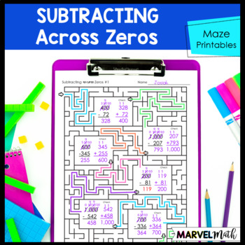 subtract across zero worksheet