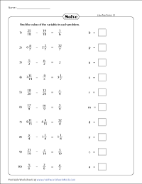 Subtracting Fractions Worksheets