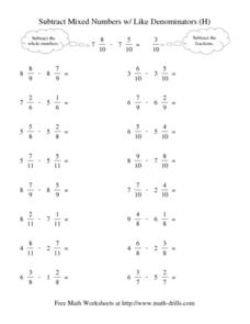 Subtract Mixed Numbers Lesson Plans &  Worksheets Reviewed by Teachers