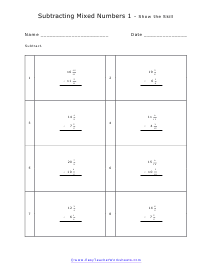 subtract mixed numbers with unlike denominators worksheet
