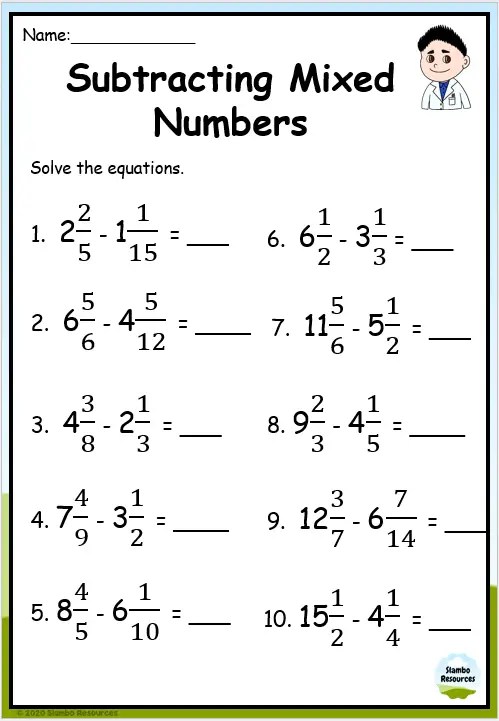 Grade 6 Adding Mixed Numbers Worksheets | Math Worksheets