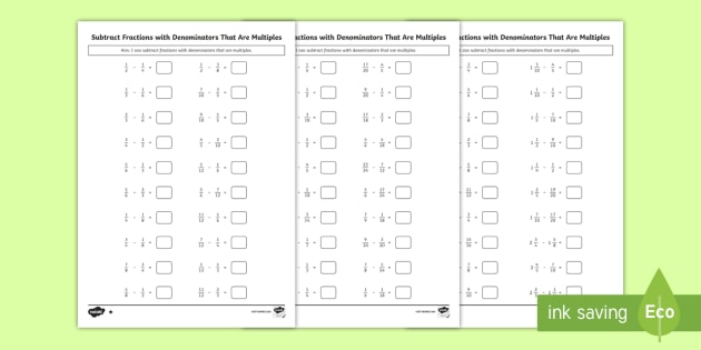 Subtracting Fractions Worksheets | Teacher-made Resource