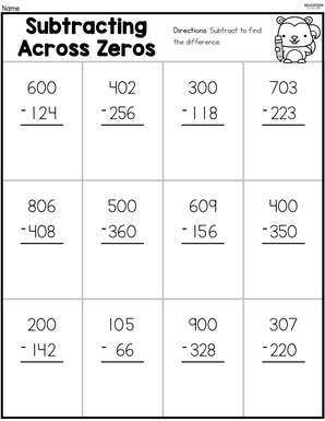Subtraction Within 1000 Subtracting Across Zeros Education to