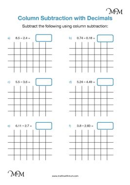 subtracting decimals with regrouping worksheet