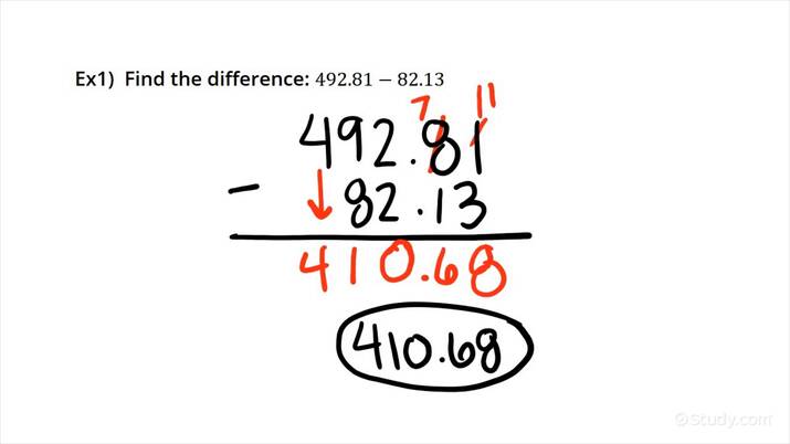 subtracting decimals