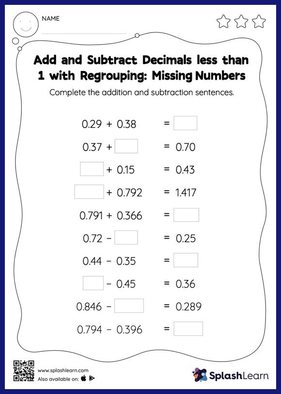 subtracting decimals