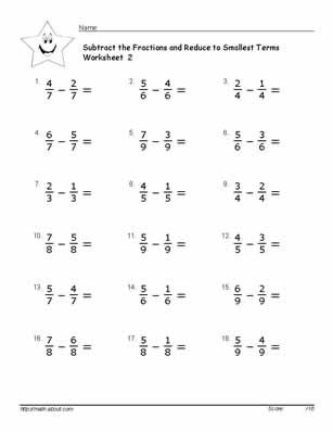 subtracting fractions different denominators worksheet