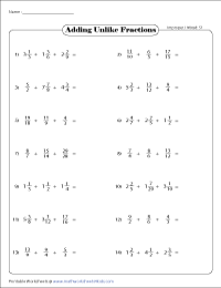 subtracting fractions from whole numbers worksheet