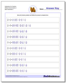 subtracting fractions with common denominators worksheet