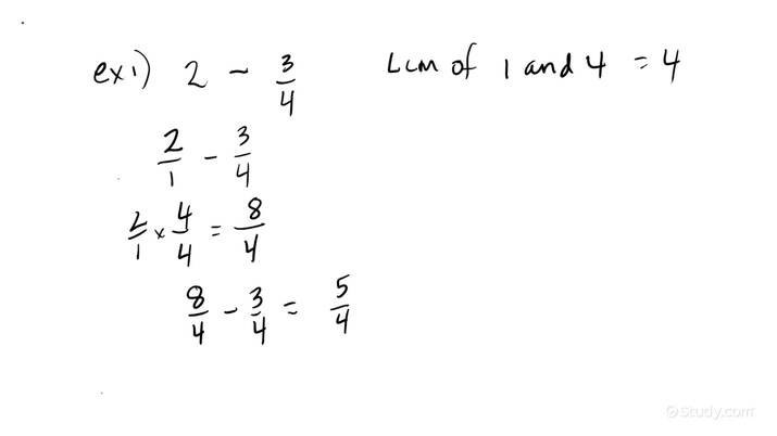 subtracting fractions with whole numbers