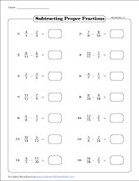 subtracting fractions worksheet 4th grade