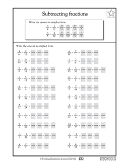 subtracting fractions worksheet 4th grade