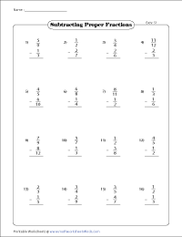 subtracting fractions worksheet 4th grade