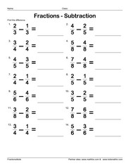 subtracting fractions worksheet 4th grade