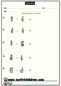 subtracting fractions worksheet 5th grade