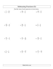 subtracting fractions worksheet 5th grade