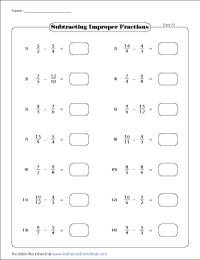 subtracting fractions worksheet with answers